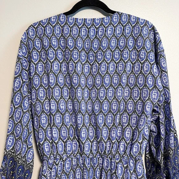 Derek Lam 10 Crosby Cassia Printed Tassel Hem Dress Boho Blue Size 6 - Picture 10 of 13